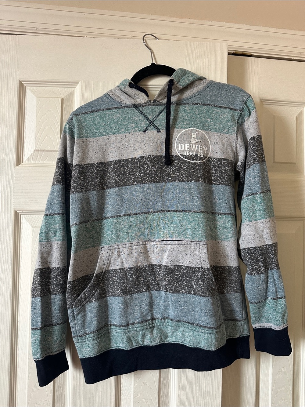 burnside Striped Hooded Sweatshirt in Teal, Gray & Black